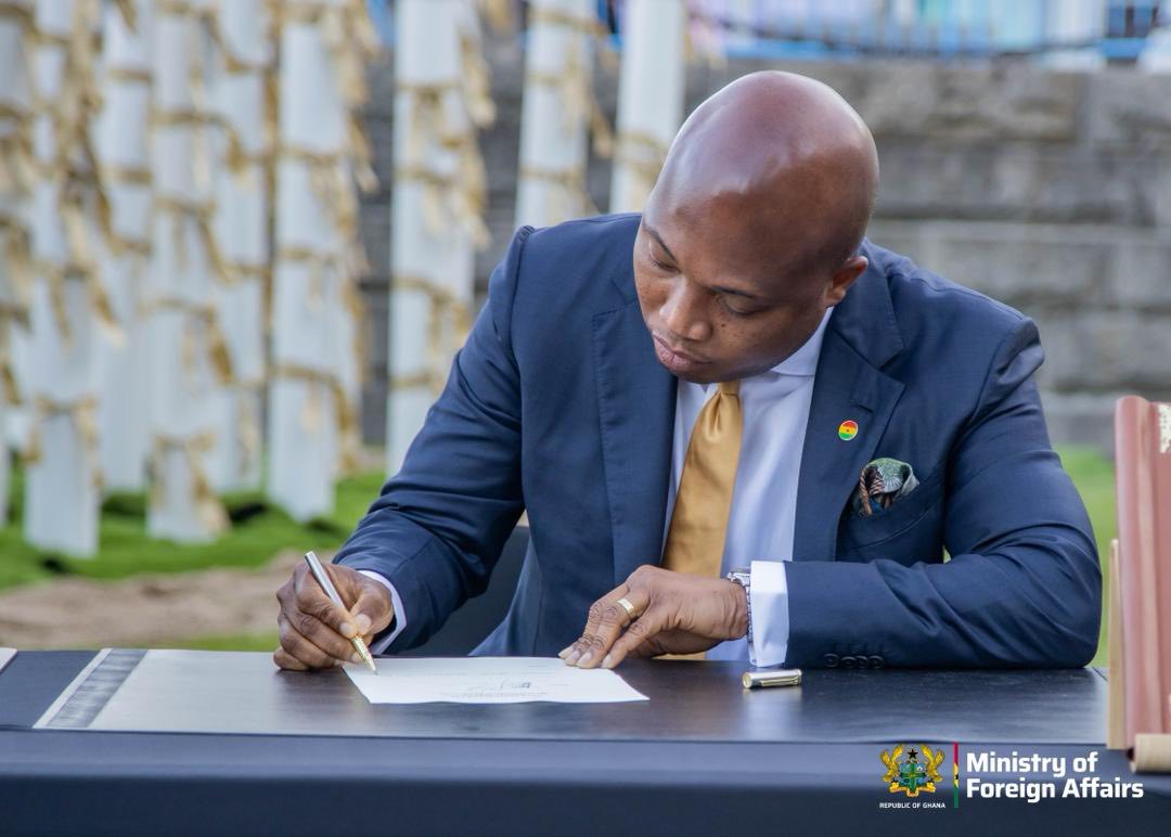 Ghana Foreign Minister Samuel Okudzeto Ablakwa at UNGA 2025 signing humanitarian personnel protection declaration”