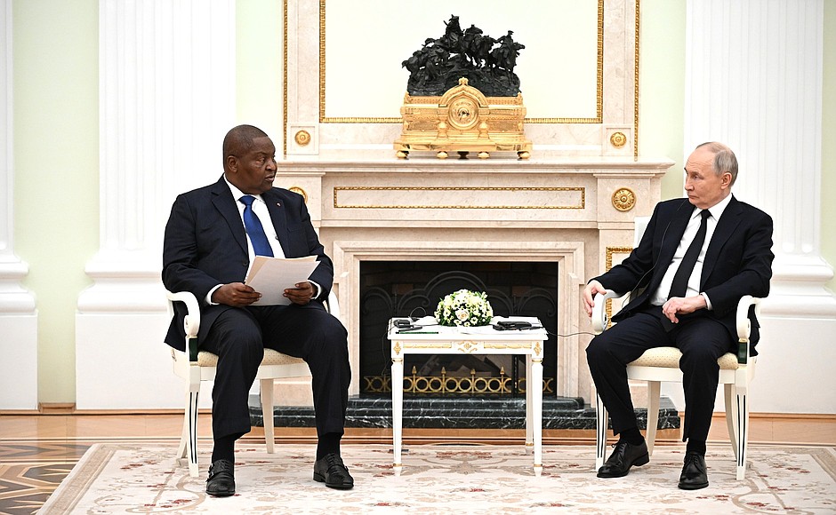 Faustin-Archange Touadéra and Vladimir Putin