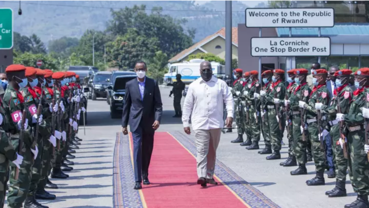 Paul Kagame, President of Rwanda and Felix Tsisekedi, President of Democratic Republic of Kenya
