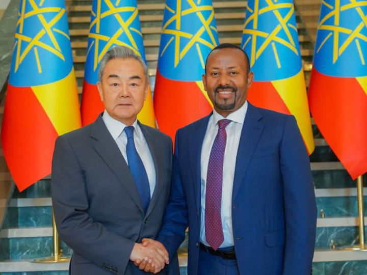 Chinese Foreign Minister Wang Yi withEthiopia prime minister Abiy Ahmed
